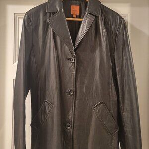Anonymous John Carlisle women's blazer style black leather jacket